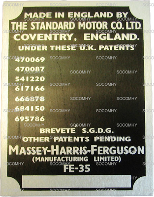 Emblême “Série FE35” pour Massey Ferguson Série Pre 100 FE35