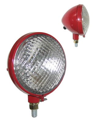 Lampe ronde en tête, cadre rouge, verticale pour tracteur