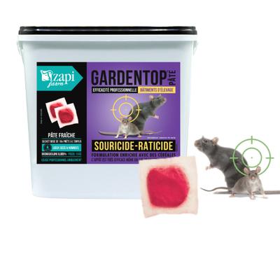 Raticide et Souricide pro - Gardentop pâte 50 ppm brodimadiolone - Seau de 5kg