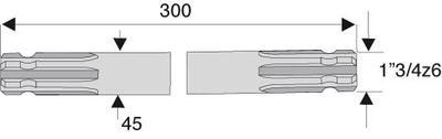 Arbre cannelé 1"3/4 Ø45 Lg 300 mm