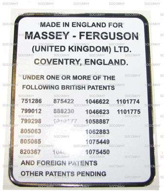 Autocollant pour Massey Ferguson Série 100 158