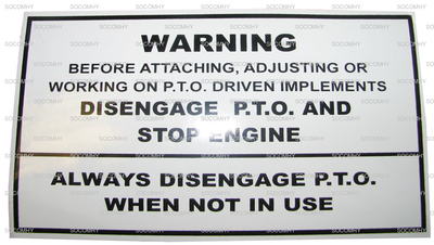 Autocollants “Warning PTO” pour tracteur