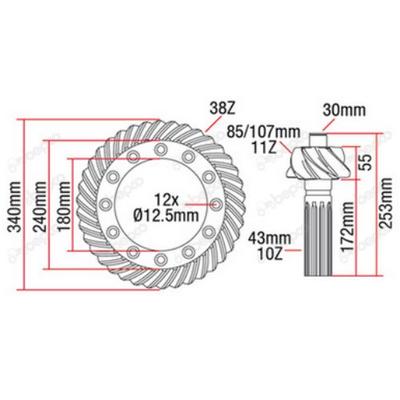 Couple conique d’embrayage pour Massey Ferguson 240 S, 250 FR, 253 IT