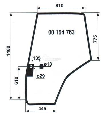 Glace porte gauche pour Massey Ferguson Série 6200 6265