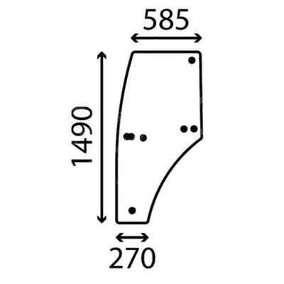 Vitre de porte gauche pour John Deere 5215, 5315, 5415, 5515